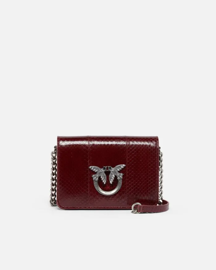 Pinko Mini Love Bag Crossbody Bag In Glossy ReptileGalleria Cordovan Tanold Silver Women Limited Edition Pinko Mini Love Bag Crossbody Bag In Glossy ReptileGalleria Cordovan Tanold Silver Women Limited Edition