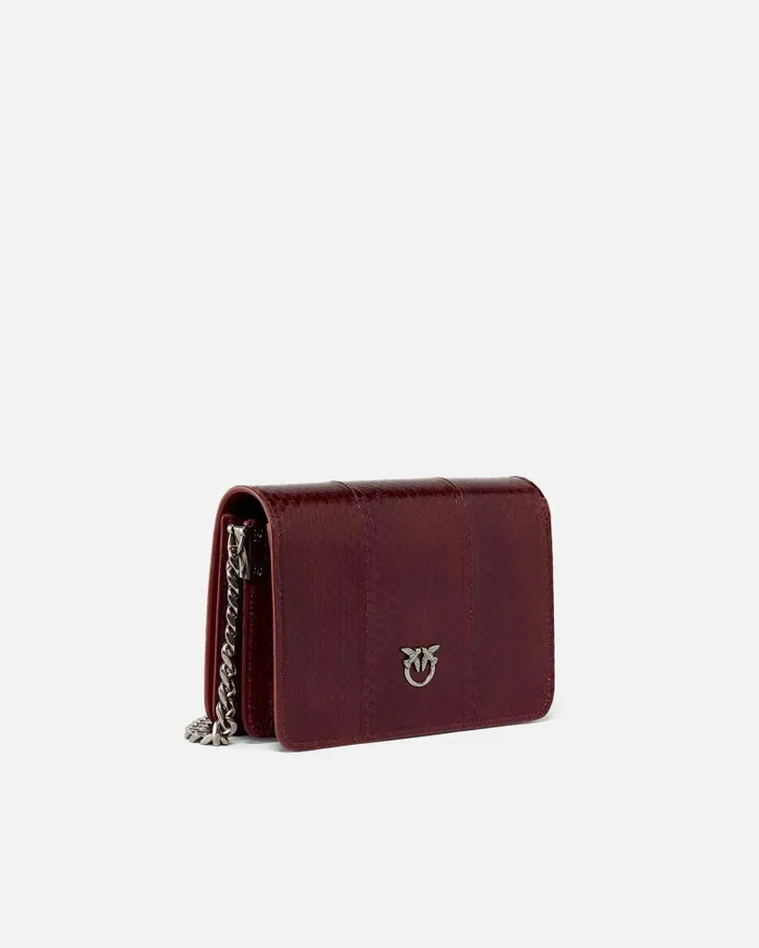 Pinko Mini Love Bag Crossbody Bag In Glossy ReptileGalleria Cordovan Tanold Silver Women Limited Edition
