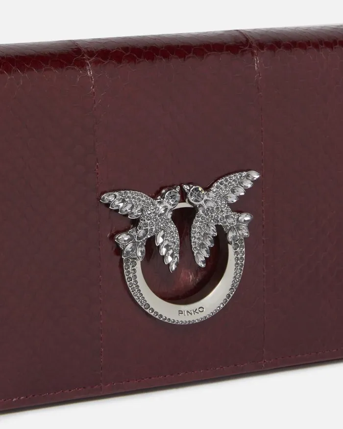 Pinko Mini Love Bag Crossbody Bag In Glossy ReptileGalleria Cordovan Tanold Silver Women Limited Edition