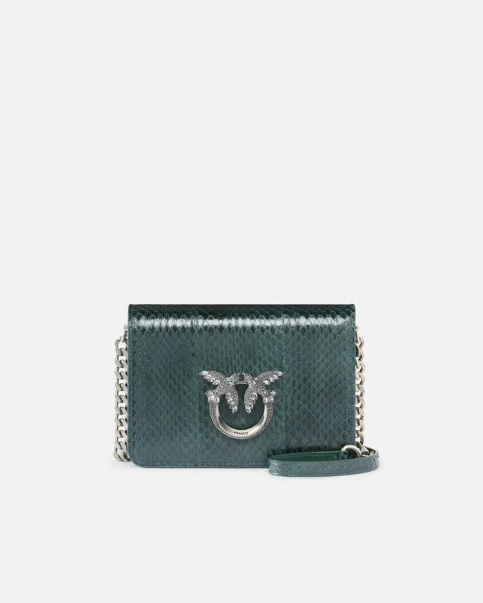 Pinko Mini Love Bag Crossbody Bag In Glossy ReptileGalleria Dark Greenold Silver Women Limited Edition Pinko Mini Love Bag Crossbody Bag In Glossy ReptileGalleria Dark Greenold Silver Women Limited Edition