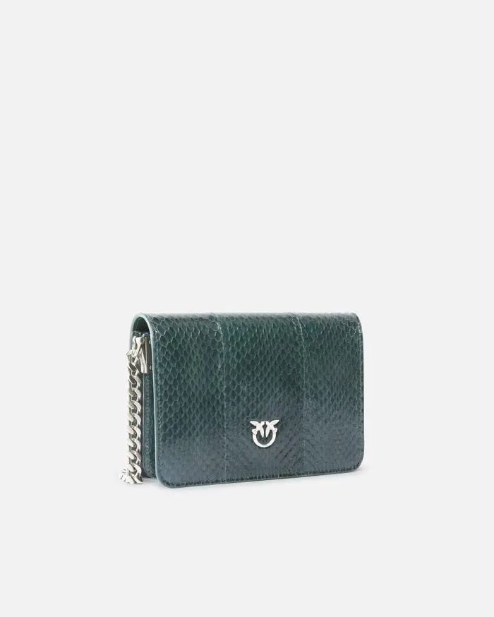Pinko Mini Love Bag Crossbody Bag In Glossy ReptileGalleria Dark Greenold Silver Women Limited Edition