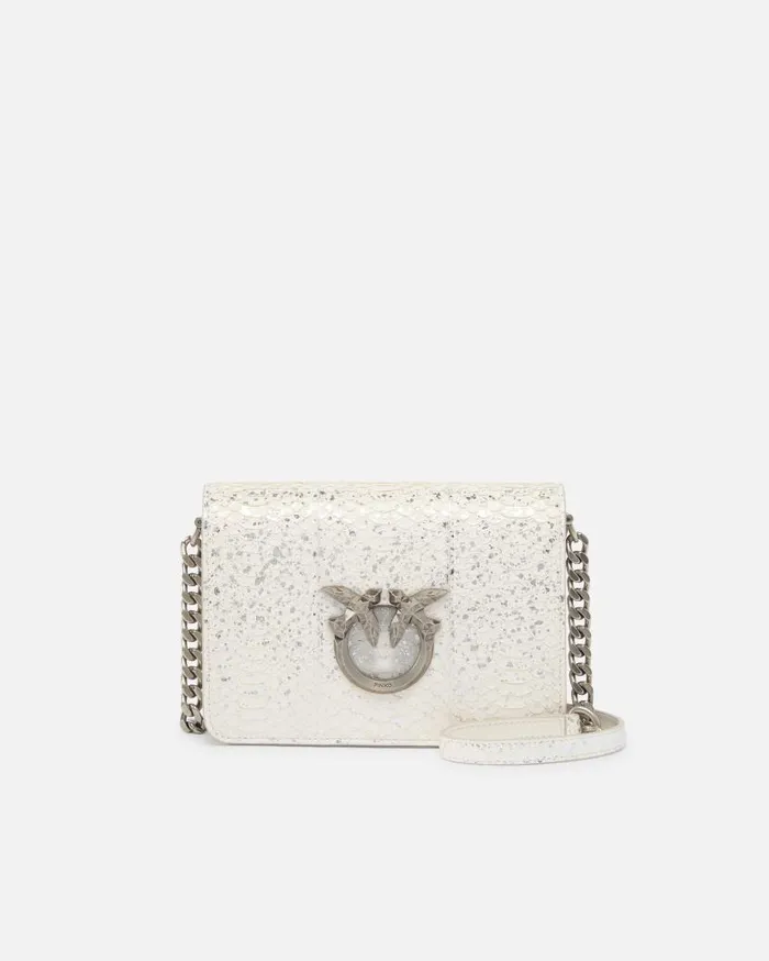 Pinko Mini Love Bag Crossbody Bag In Laminated ReptileGalleria Silverold Silver Women Limited Edition Pinko Mini Love Bag Crossbody Bag In Laminated ReptileGalleria Silverold Silver Women Limited Edition