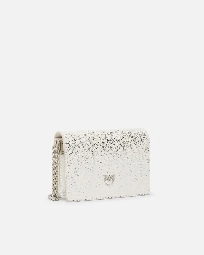 Pinko Mini Love Bag Crossbody Bag In Laminated ReptileGalleria Silverold Silver Women Limited Edition