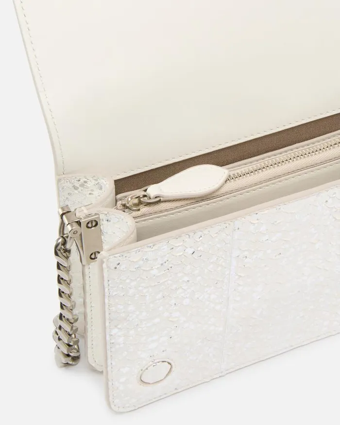 Pinko Mini Love Bag Crossbody Bag In Laminated ReptileGalleria Silverold Silver Women Limited Edition