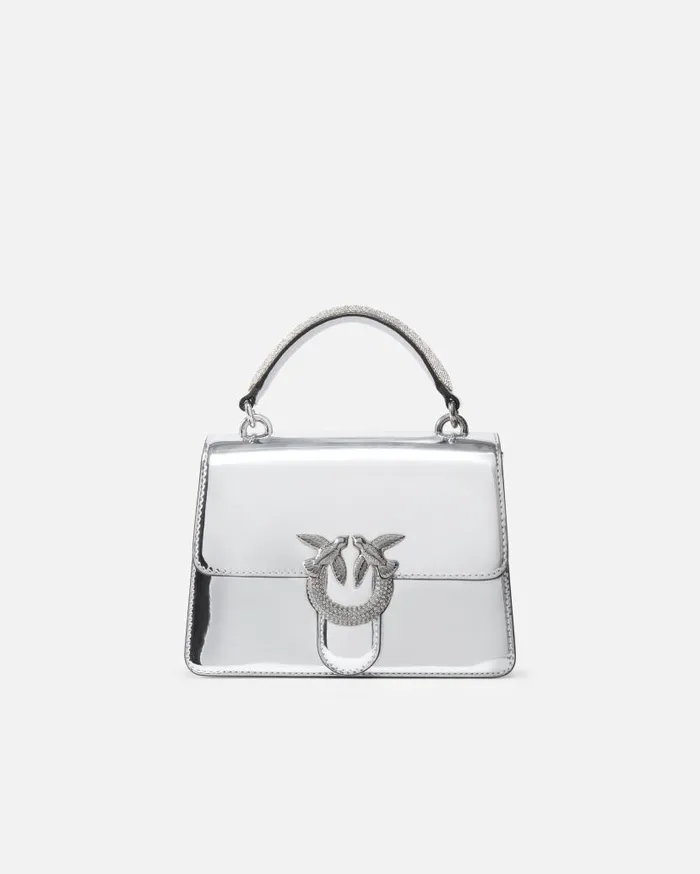 Pinko Mini Love Bag Handbag With Golden Mirror Effect Silvershiny Nickel Women Crossbody Bags Pinko Mini Love Bag Handbag With Golden Mirror Effect Silvershiny Nickel Women Crossbody Bags