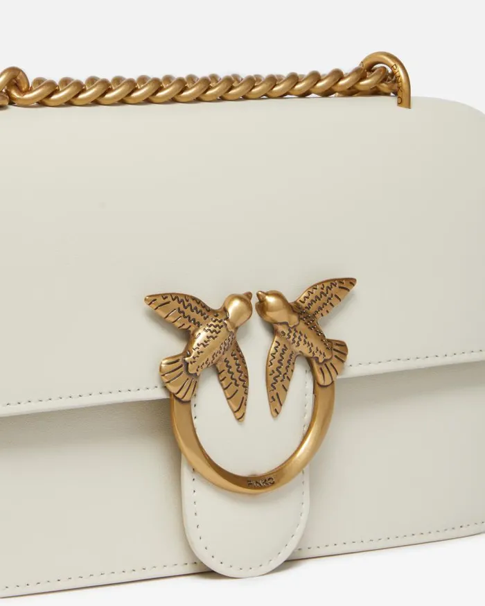 Pinko Mini Love Bag One Simply Whitewhiteantique Gold Women Shoulder Bags