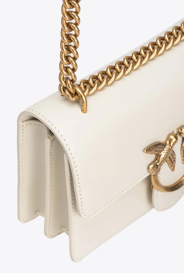 Pinko Mini Love Bag One Simply Whitewhiteantique Gold Women Shoulder Bags