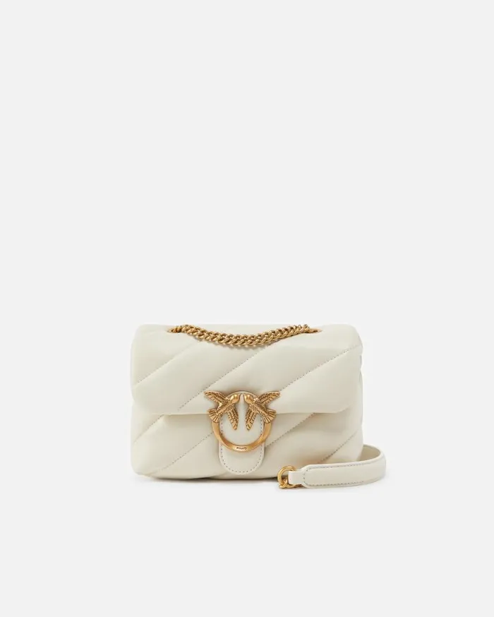 Pinko Mini Love Bag Puff Maxi Quilt Whitewhiteantique Gold Women Shoulder Bags