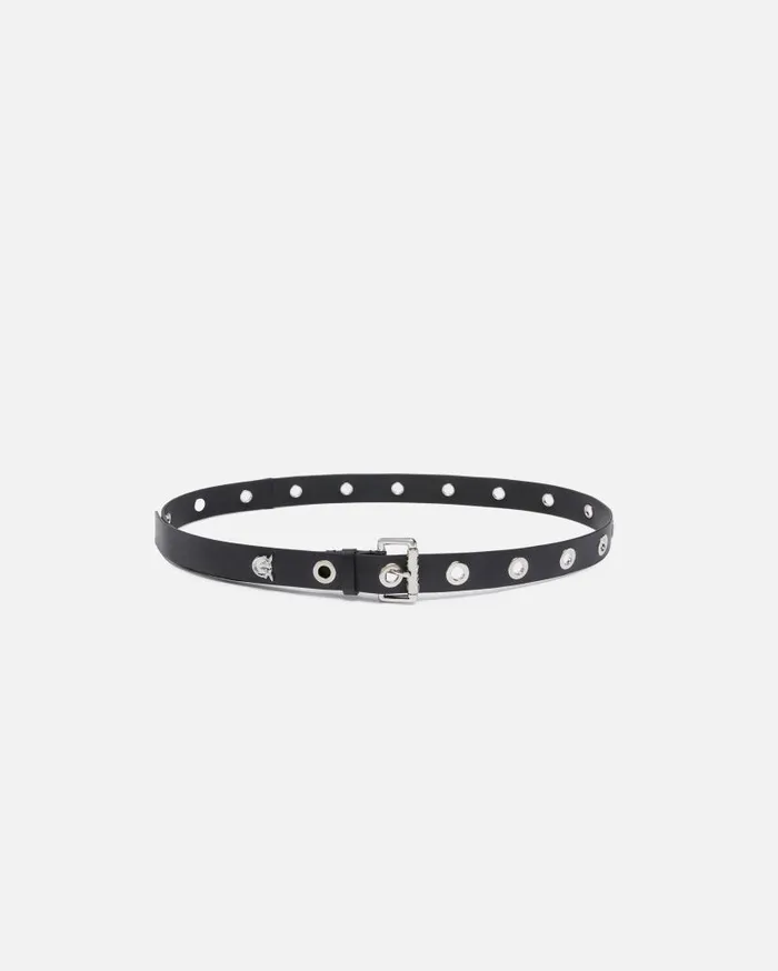 Pinko Monogramprint Belt With Eyelets 3cm Limo Blackshiny Nickel Women Belts