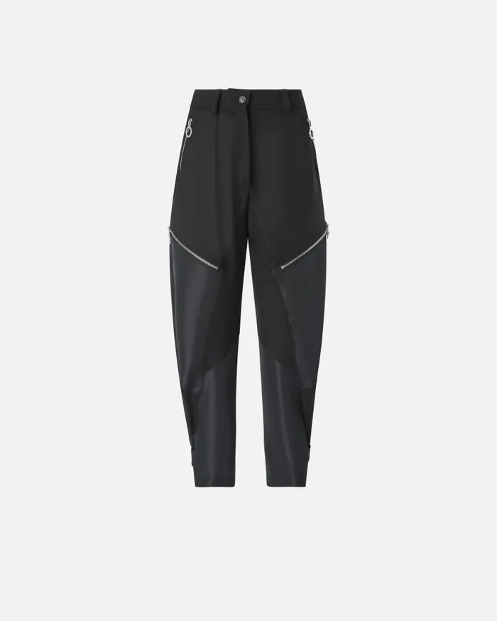 Pinko PPants Trousers In Technical Fabric With Zip Limo Black Women Trousers