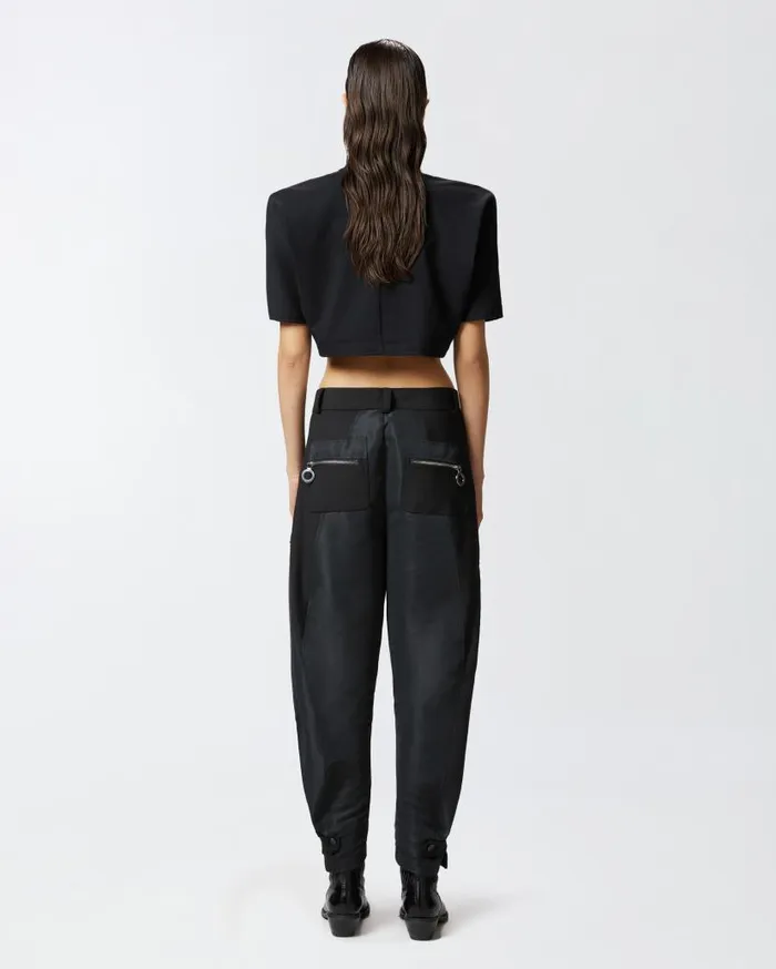 Pinko PPants Trousers In Technical Fabric With Zip Limo Black Women Trousers