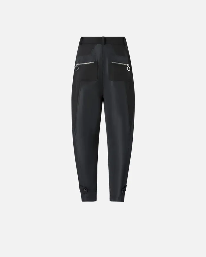 Pinko PPants Trousers In Technical Fabric With Zip Limo Black Women Trousers