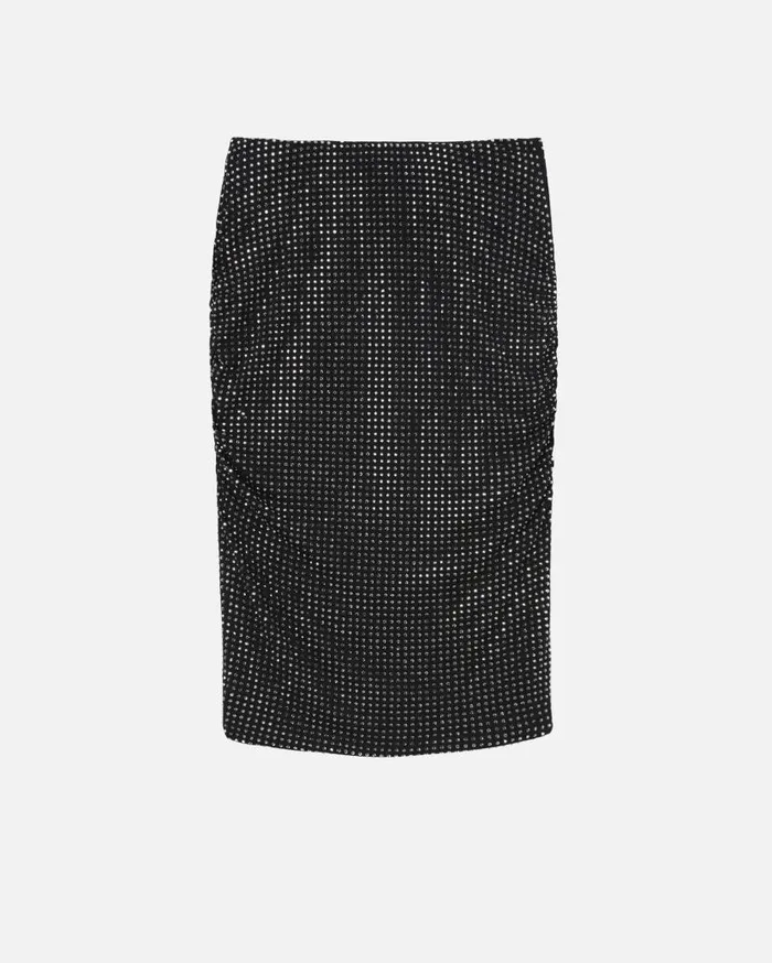 Pinko Pencil Skirt With Rhinestones Limo Black Women Skirts