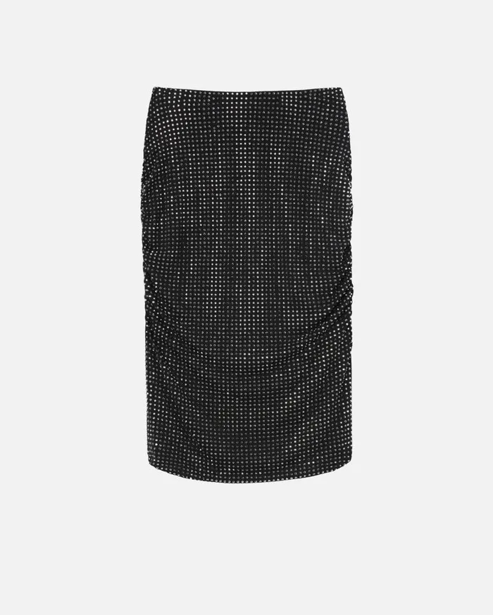 Pinko Pencil Skirt With Rhinestones Limo Black Women Skirts