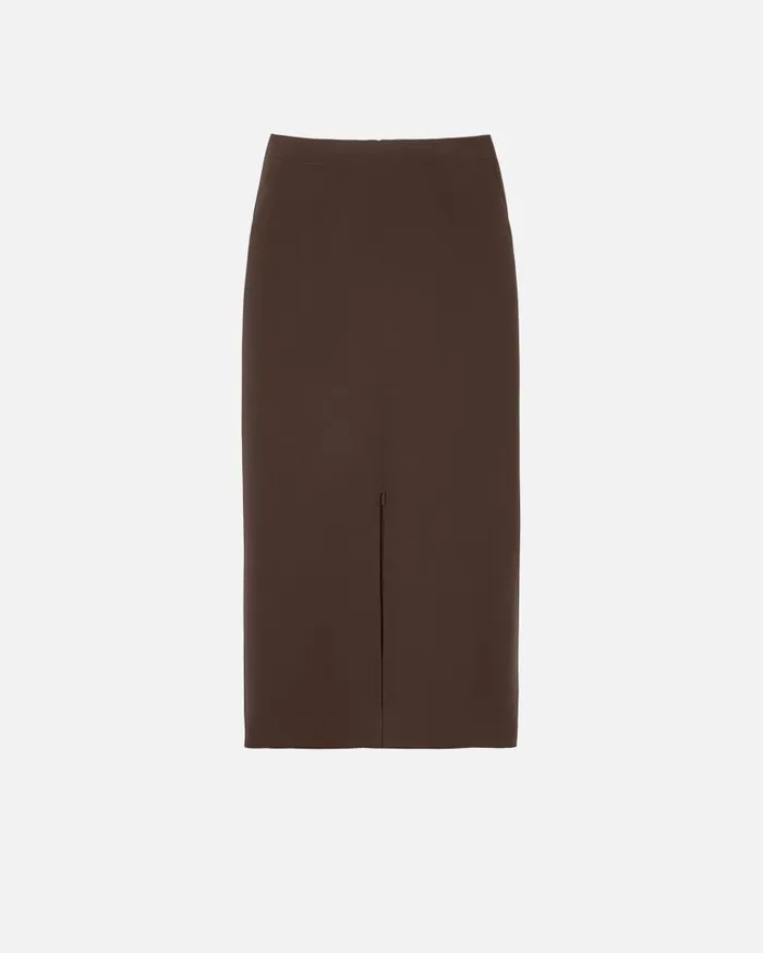 Pinko Pencil Skirt With Slit At The Front Coffee Bean Brown Women Skirts