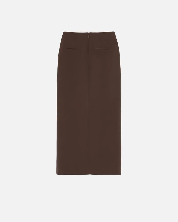 Pinko Pencil Skirt With Slit At The Front Coffee Bean Brown Women Skirts