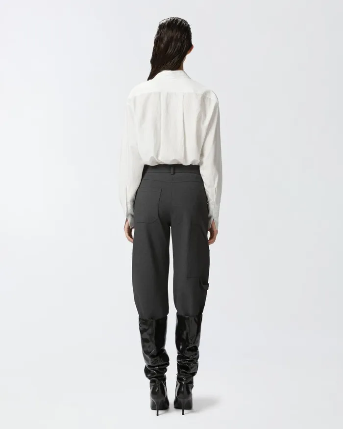 Pinko Pinstriped Shirt With Front Ruffles Whiteblack Women Shirts And Blouses