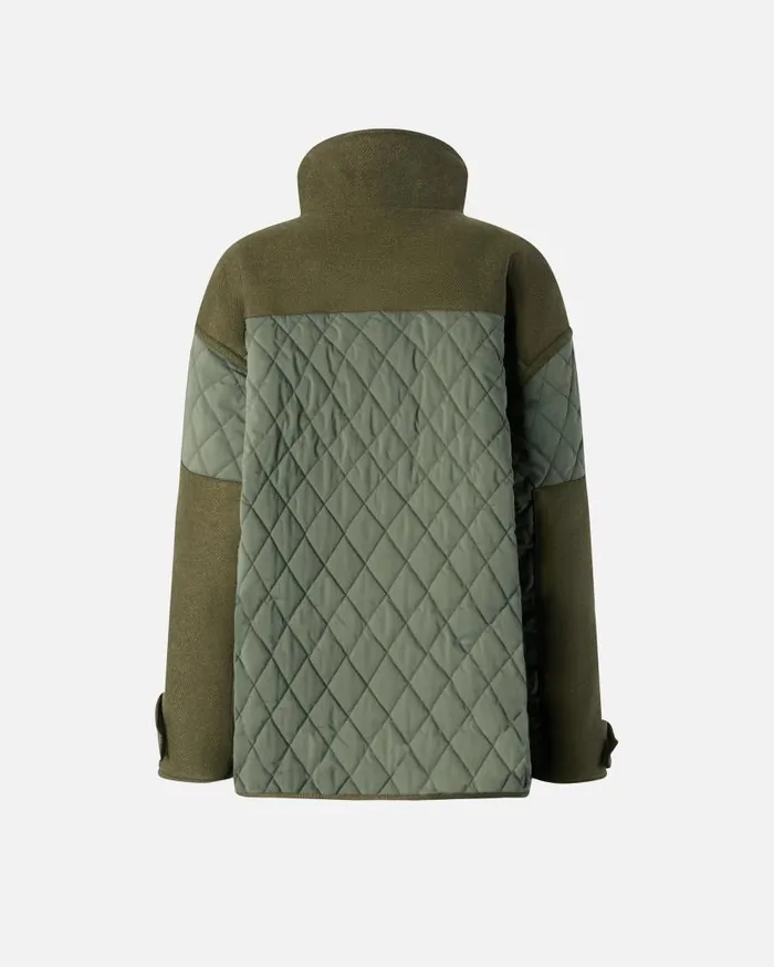 Pinko Quilted Parka With Felt Details Olive Night Green Women Outerwear