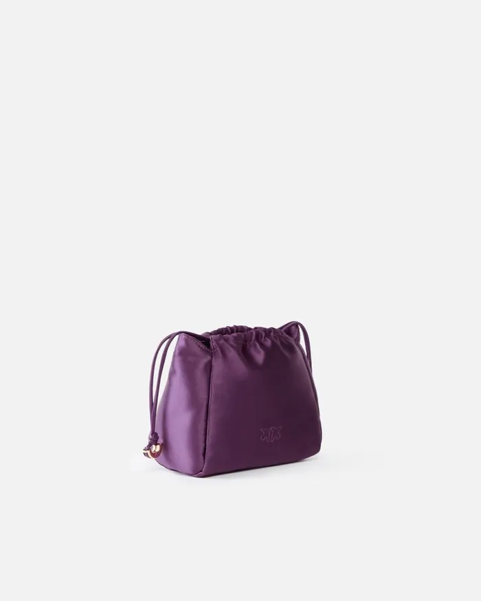 Pinko Satin Mini Clutch Bag With Chain Grape Winegold Women Crossbody Bags