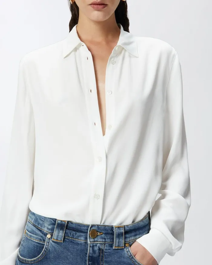 Pinko Shirt In Silkblend Crepe De Chine Vanilla Icecream White Women Shirts And Blouses