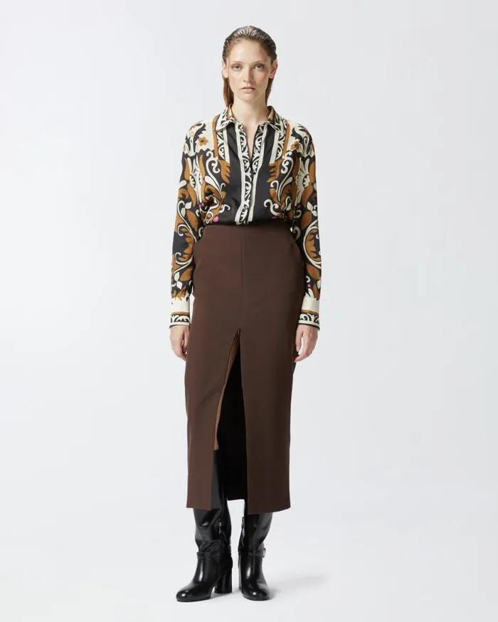 Pinko Shirt With Decorative Floral Print Multi Brownbeige Women Shirts And Blouses