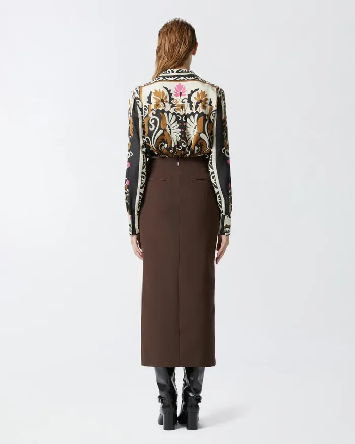 Pinko Shirt With Decorative Floral Print Multi Brownbeige Women Shirts And Blouses