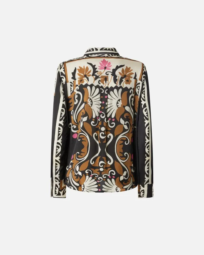 Pinko Shirt With Decorative Floral Print Multi Brownbeige Women Shirts And Blouses