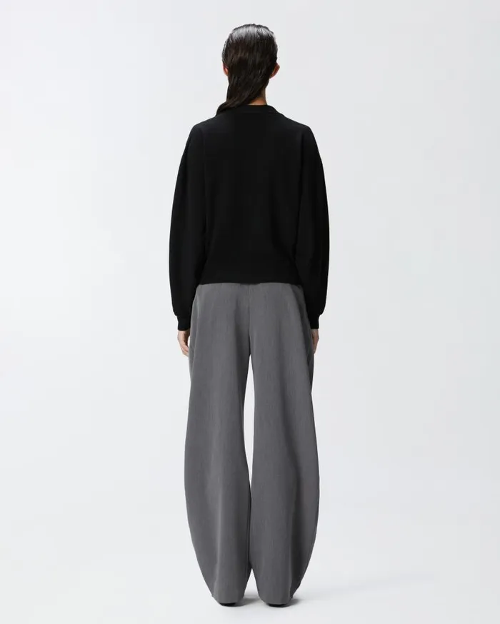 Pinko Short Cashmereblend Sweater With Collar Limo Black Women Knitwear