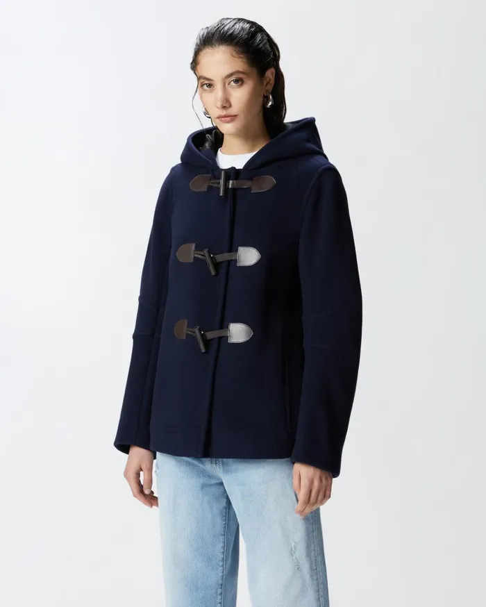 Pinko Short Duffle Coat With Toggles Total Eclipse Blue Women Outerwear