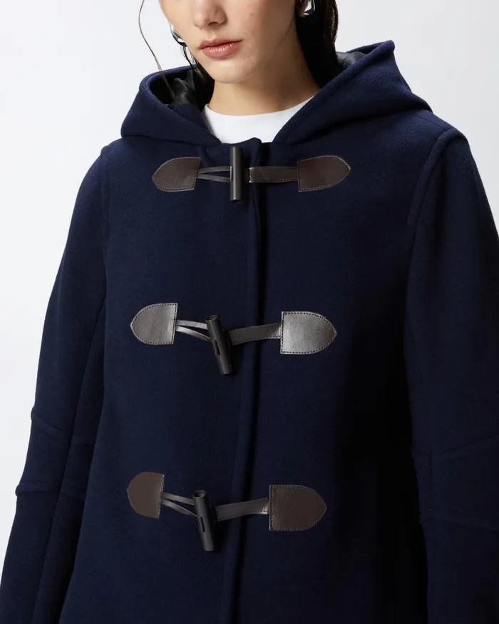 Pinko Short Duffle Coat With Toggles Total Eclipse Blue Women Outerwear