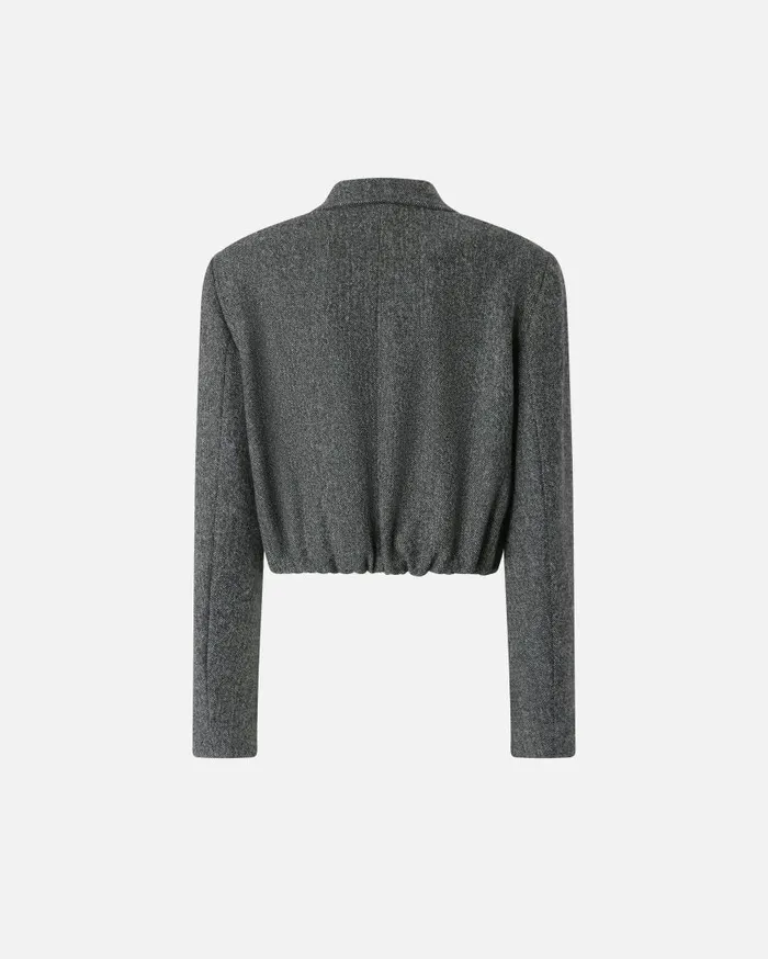 Pinko Short Jacket With Geometric Mirrorfinish Buttons Blackwhite Women Jackets