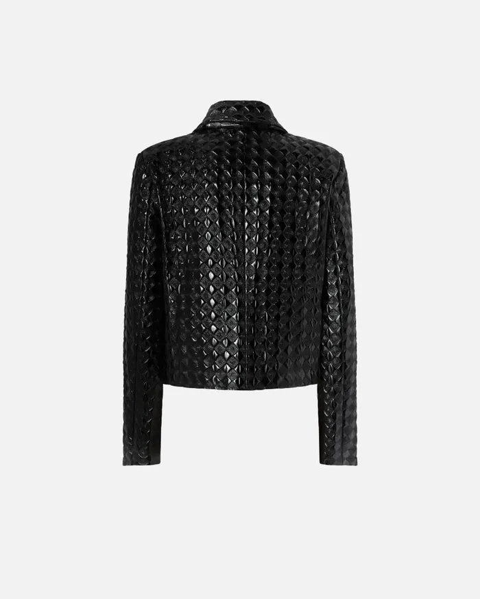 Pinko Short Quilted Patenteffect Jacket Limo Black Women Jackets