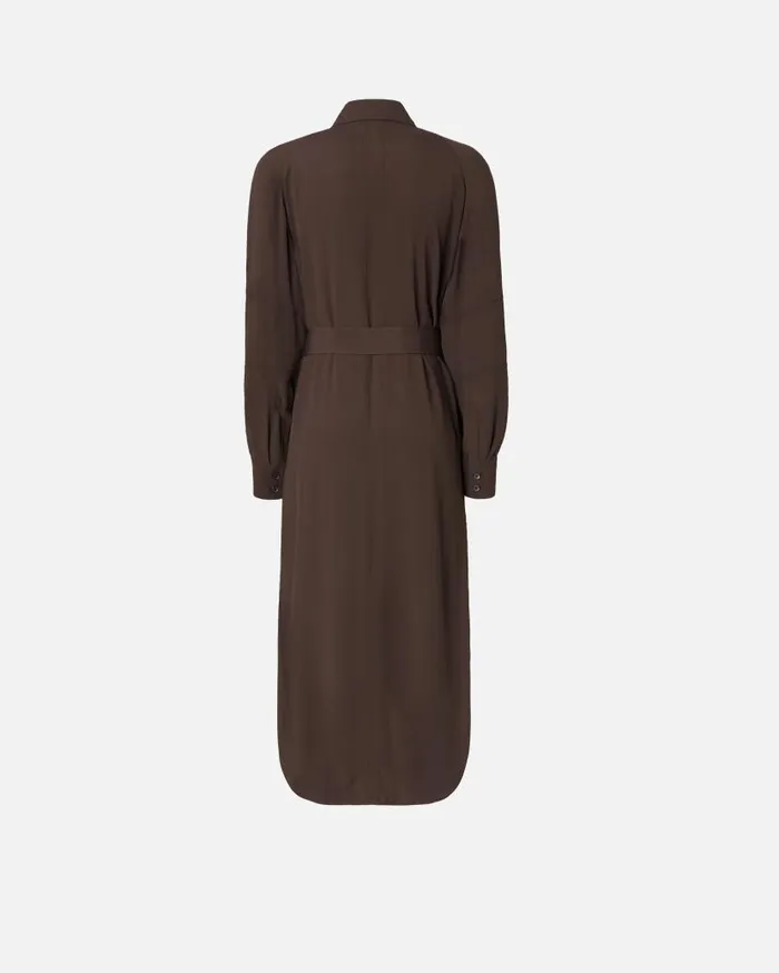 Pinko Silkblend Midi Shirt Dress Brownafrica Earth Women Dresses