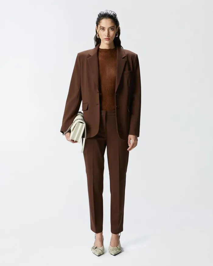 Pinko Singlebreasted Blazer With Structured Shoulders Dark Brown Women Jackets