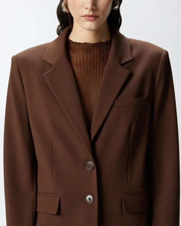 Pinko Singlebreasted Blazer With Structured Shoulders Dark Brown Women Jackets