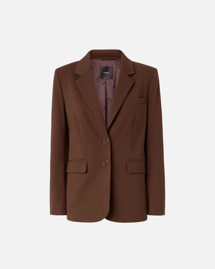 Pinko Singlebreasted Blazer With Structured Shoulders Dark Brown Women Jackets