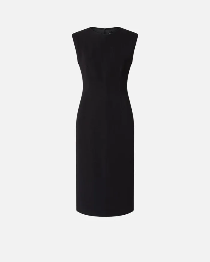 Pinko Sleeveless Longuette Dress In Technical Cady Limo Black Women Dresses