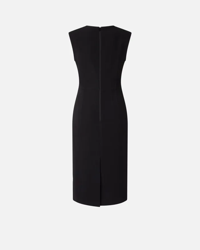 Pinko Sleeveless Longuette Dress In Technical Cady Limo Black Women Dresses