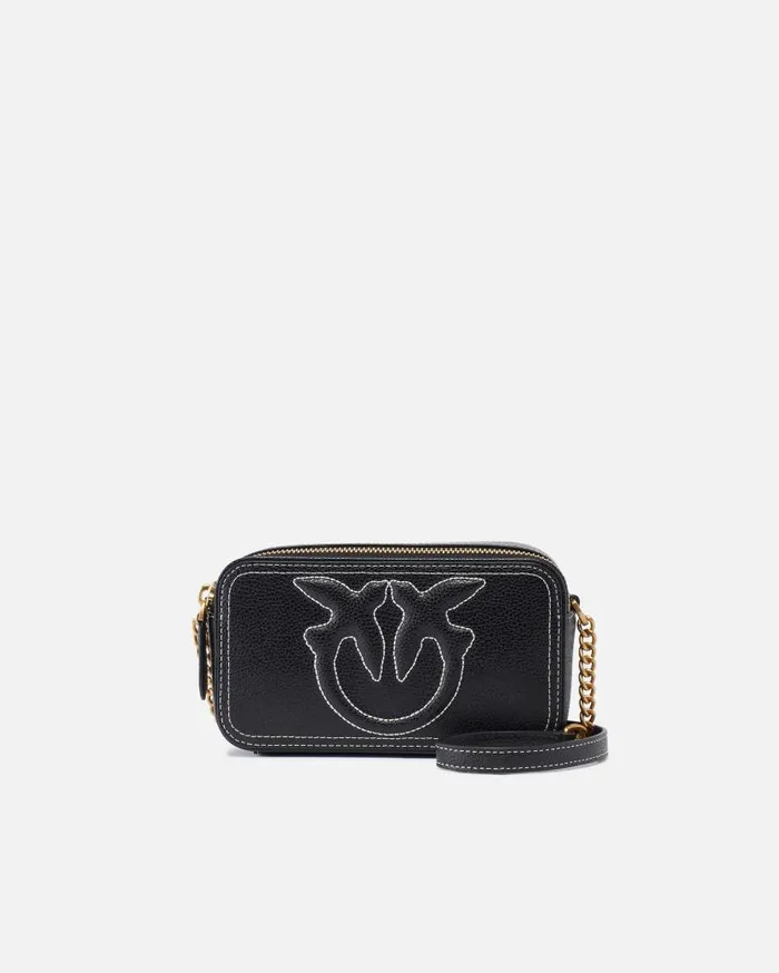 Pinko Small Crossbody Bag With Raised Love Birds Logo Blackantique Gold Women Crossbody Bags Pinko Small Crossbody Bag With Raised Love Birds Logo Blackantique Gold Women Crossbody Bags