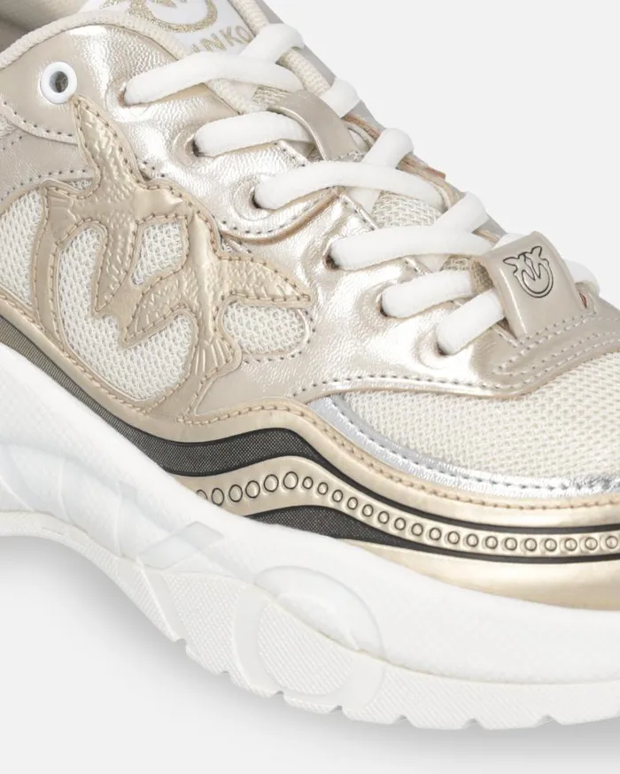 Pinko Sneakers With Metallic Details Gold Women Sneakers