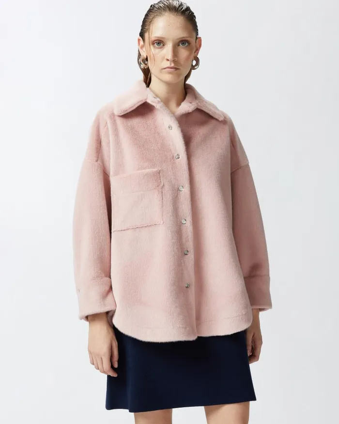 Pinko Soft Sheepskineffect Shacket Nectar Pink Women Outerwear