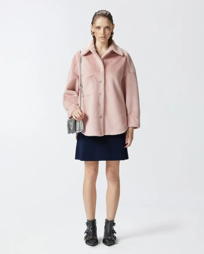 Pinko Soft Sheepskineffect Shacket Nectar Pink Women Outerwear