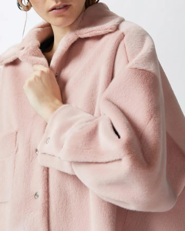 Pinko Soft Sheepskineffect Shacket Nectar Pink Women Outerwear