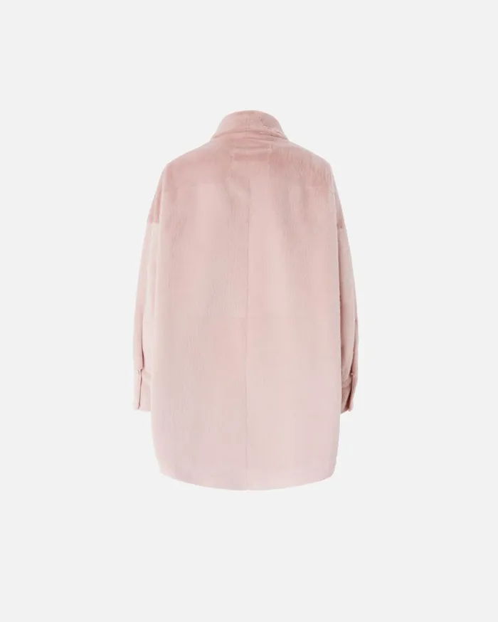 Pinko Soft Sheepskineffect Shacket Nectar Pink Women Outerwear
