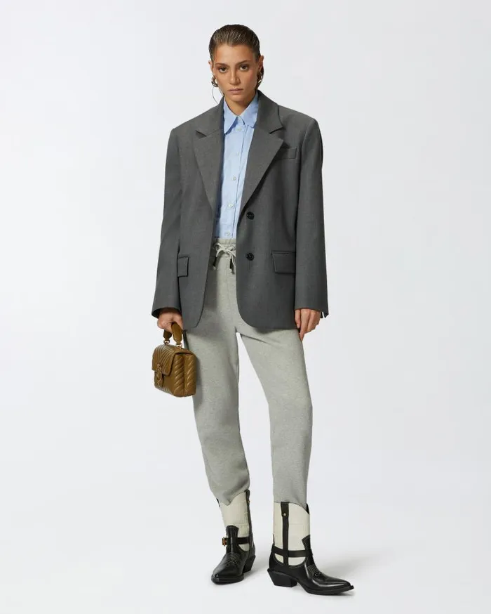 Pinko Sporty Joggers With Logo Patch Drizzle Grey Women Trousers