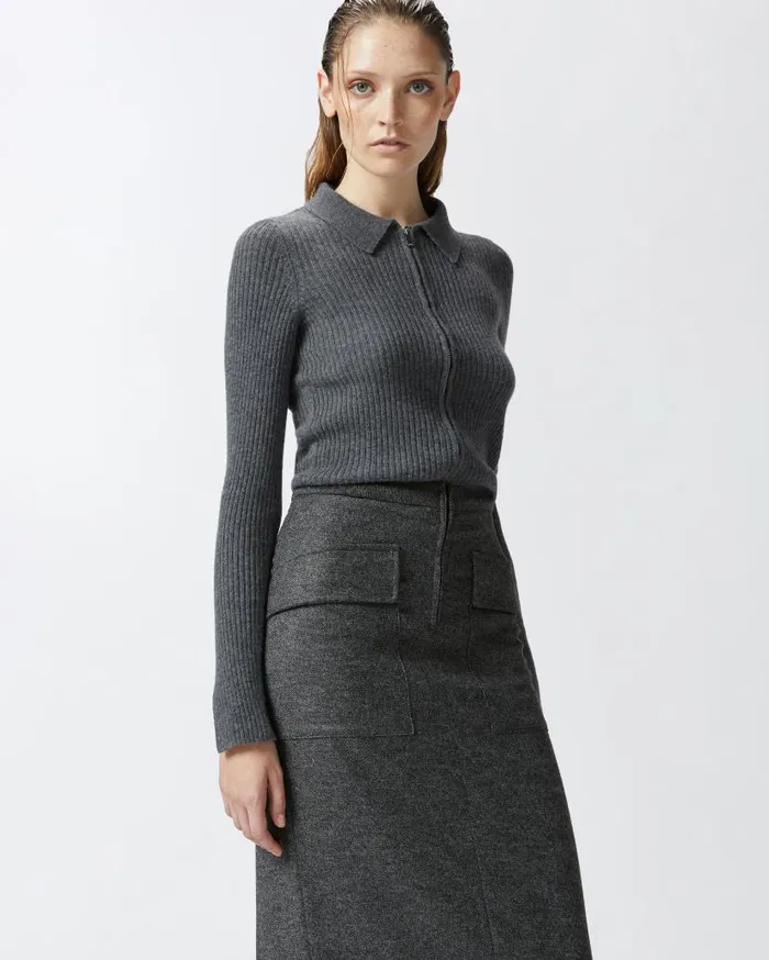 Pinko Sweater And Skirt Twopiece Effect Dress Blackgrey Women Dresses