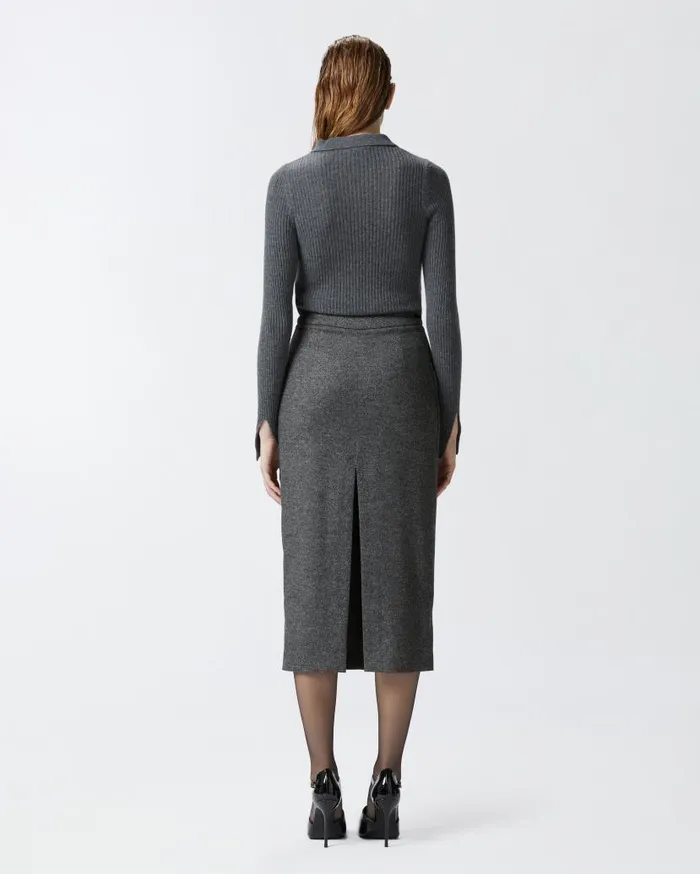 Pinko Sweater And Skirt Twopiece Effect Dress Blackgrey Women Dresses