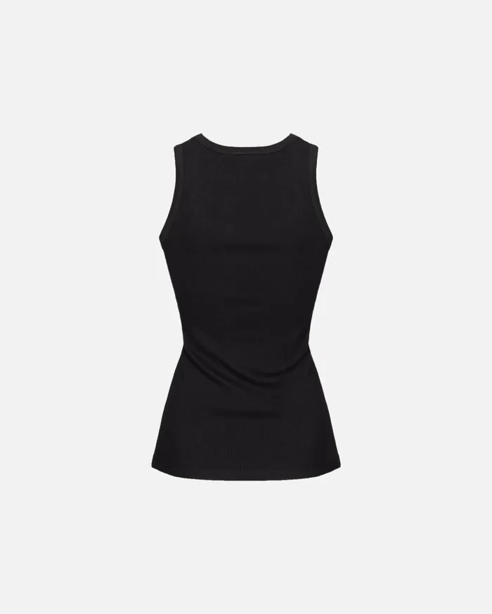 Pinko Tank Top With Love Bird Embroidery Limo Black Women Topwear