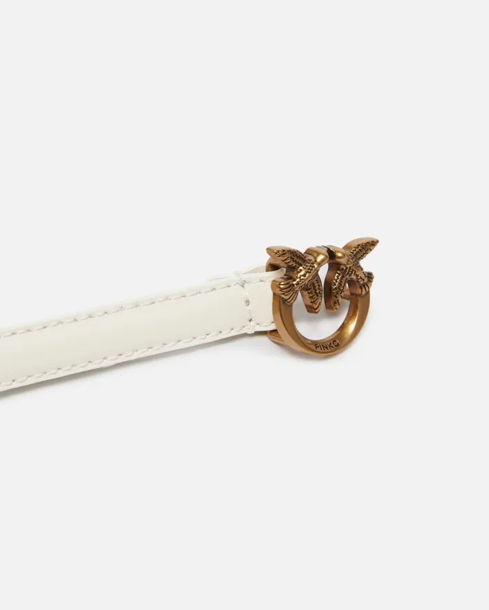 Pinko Thin Belt With Love Birds Buckle 1cm Whitewhiteantique Gold Women Belts