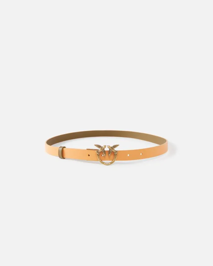 Pinko Thin Doubleface Leather Belt With Buckle 2cm Army Greenorangeantiquegold Women Belts Pinko Thin Doubleface Leather Belt With Buckle 2cm Army Greenorangeantiquegold Women Belts